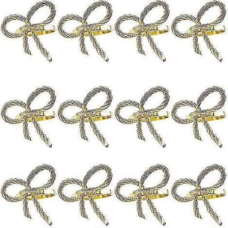 Lot de 12 ronds de serviette papillon dorés - Décoration de table élégante en métal pour mariages et occasions spéciales (1/5)