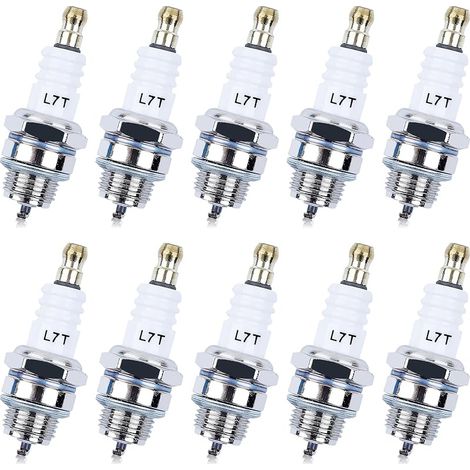 Bougie d'Allumage pour NGK BPMR7A L7T et Champion CJ8 RCJ6Y RCJ7Y et Plus de Bougies Allumage, Lot de 10 Bougie Universelle pour Stihl et Husqvarna Tronçonneuse et Tondeuse à Gazon - 2 Temps (1/5)