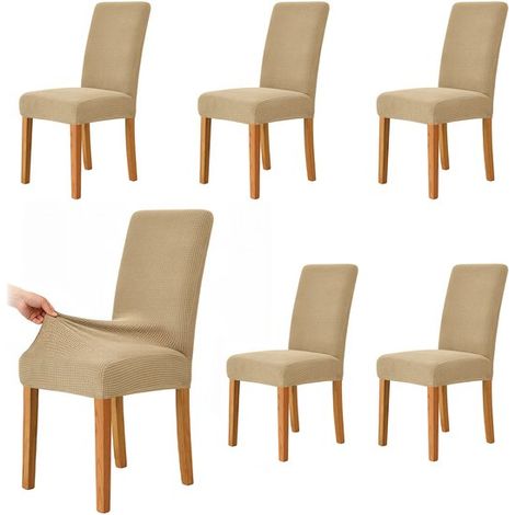 Fundas para sillas de comedor,Paquete de 6,Fundas para sillas,Fundas decorativas para asientos,Largo/Ancho/Alto: 38,48 / 38,48 / 47,58 cm (1/5)