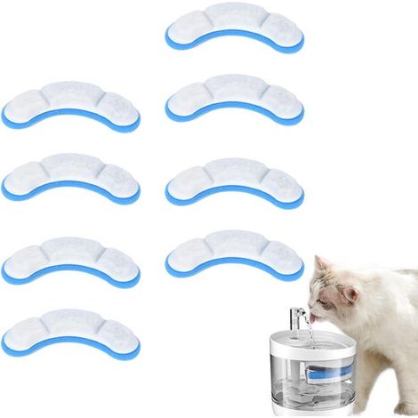 Filtro per fontanella da 8 pezzi, filtro per acqua per gatti, lana filtrante pulita, filtro per fontanella Wf05WF060, carbone attivo ricavato da gusci di cocco, sicuro e salutare (1/5)