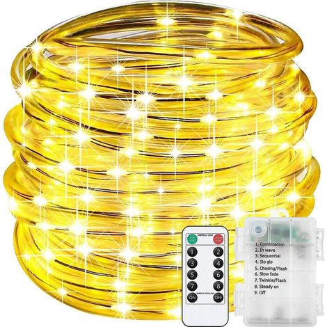Guirlande Lumineuse LED - 20m 200 LEDs - Tube Transparent Étanche - 8 Modes avec Télécommande - Intérieur Extérieur Fête Mariage - Blanc Chaud (1/5)