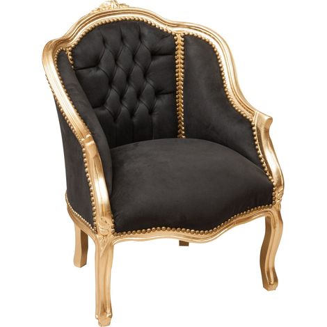 Baroque armchair with armrests 63x80x57 Upholstered living room armchair Louis XVI chairs French style Velvet bedroom armchair (1/5)