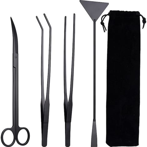 Reinigungsset für Aquarien/Terrarien, Edelstahl, Schwarz (1/5)