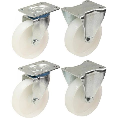 4 roues en nylon de 80 mm (3 pouces) – roues pivotantes et fixes robustes, supportant chacune 120 kg. (1/2)