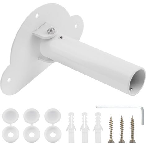 Support de tringle de rideau de douche réglable 1 pack Alliage d'aluminium Tringle de rideau de douche Flange pivotant unique Support de tringle pour penderie à usage intensif avec vis (Blanc (1/5)