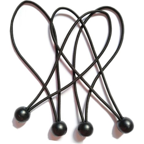 Sangle en caoutchouc professionnelle avec boule pour fixer bâches, vélos, voitures, jardin, etc. - Ultra résistante et anti-UV - 20 cm - Noire (1/5)