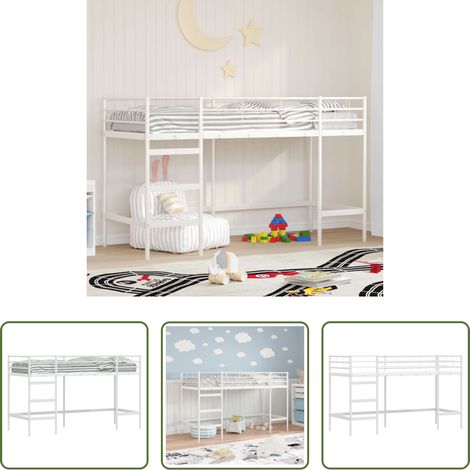 vidaXL Stahlbett - Kinderloftbett Weiß 74,5 x 190 cm Stahl (1/5)