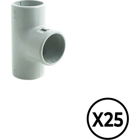 Manguito en t inspeccionable de pvc ø 16 mm, gris, 25 unidades (1/2)