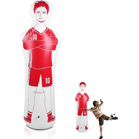 Gardien de But de Football Gonflable, mannequins Football 40 x 160 cm équipement d'entraînement Football PVC défenseur Gonflable à Fixer au Mur entraînement Gardien But pour Exercices Dribble Passe (1/5)