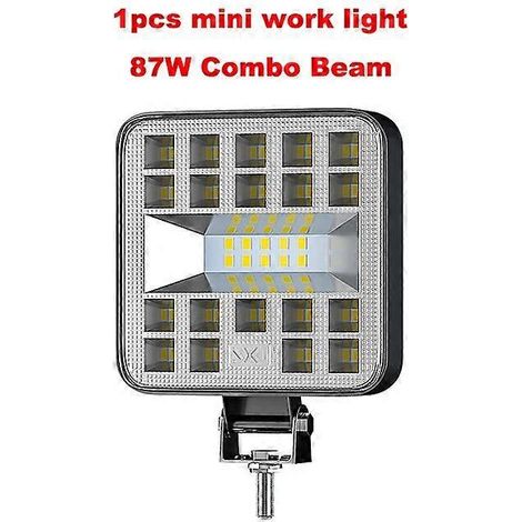 Projecteur LED de travail pour voiture, faisceau combiné 3030 SMD 87 W, faisceau large ultra-lumineux, spot concentré 6500 K, 12-24 V CC, idéal pour camions 4x4 et 4WD (1 pièce). (1/4)