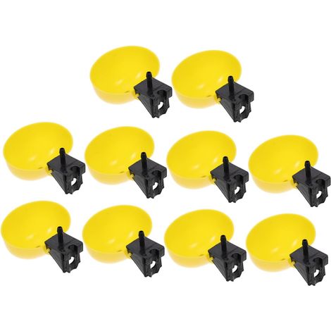 Distributeur d'eau Empêche Les Morsures en Plastique Jaune Facile à Stocker Lot de 10 Pièces pour Pigeons et Poussins pour Cage (1/5)