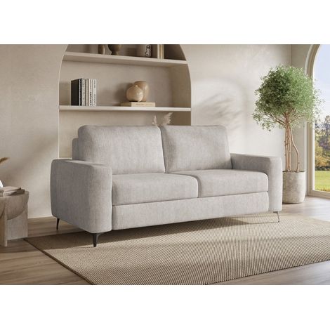 Canapé convertible express 3 places en velours chiné beige NONA