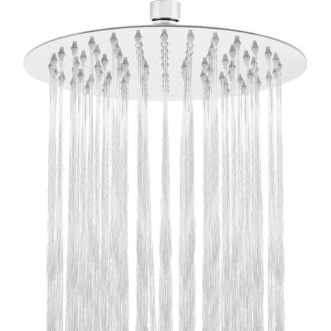 Tête de Douche Pluie en Acier Inoxydable Pomme de Douche avec Buses Anti-calcaire de 8 pouces/20cm Finition Chrome Poli (Miroir), Format Rond. (1/5)
