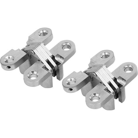 Verdeckte Kreuzscharniere aus Zinklegierung, gebürstete Oberfläche, 45 mm Länge für Holztüren (2er-Pack) (1/5)