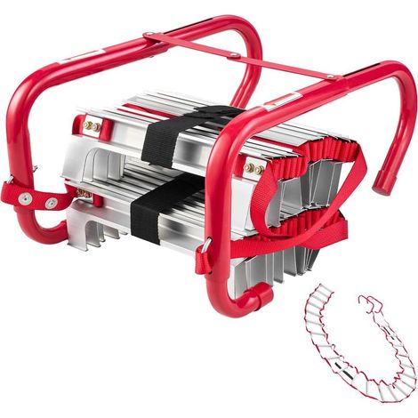 Alliage Aluminium Échelle de Secours Incendie Rétractable 7,6 m Évacuation Rapide Charge 453,6 kg Fenêtre Maison 3 Étages (1/5)