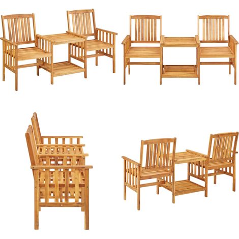 Sillas de jardín con mesita madera maciza acacia 159x61x92 cm - Mesas de jardín - Muebles de jardín