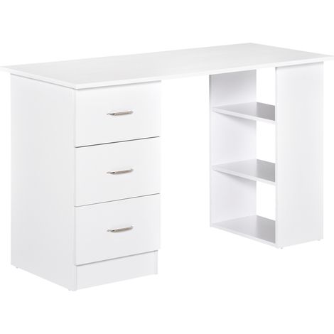 easycomfort scrivania porta pc con 3 cassetti e 3 ripiani, scrivania per camera e ufficio in legno 120x49x72cm bianco (1/5)