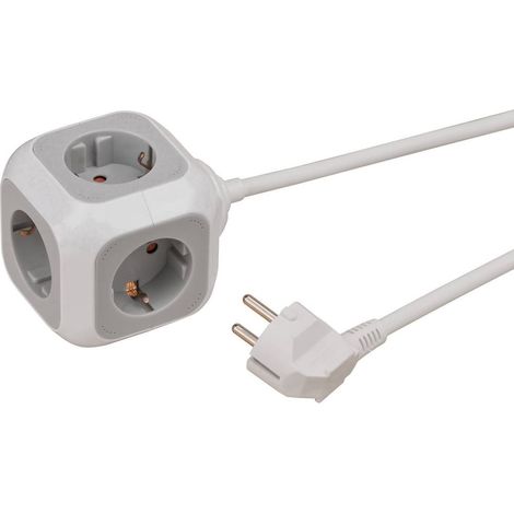 Brennenstuhl 1150090 Multipresa a cubo 4 vie Bianco, Grigio luminescente Schuko 1 pz. (1/5)