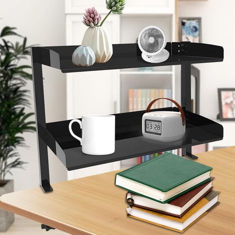 NOLUXA Organisateur De Bureau, éTagère De Table 2 Niveaux à Pince Fixation Pour Maison 44 X 22 X 39 Cm Noir (1/5)