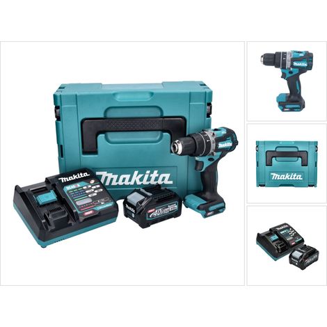 Taladro atornillador de percusión a batería Makita HP 002 GM101, 40 V, 64 Nm, sin escobillas + 1 batería de 4,0 Ah + cargador + Makpac (1/5)