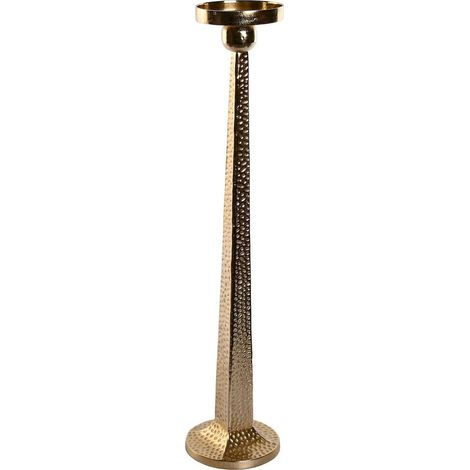 Chic support à bougie doré en aluminium - doré martelé élégant (1/4)