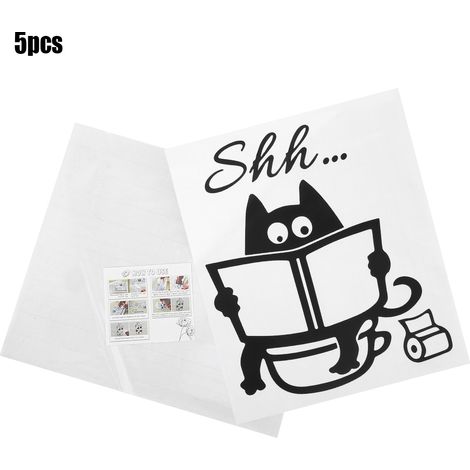 Autocollant Toilette - Marqueur Humour PVC Imperméable - Décoration Salle De Bain Amovible - Lot De 5 (1/5)