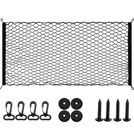 Rete per auto per box portaoggetti per camper, 110×60 cm, estensibile fino a [dimensioni mancanti], con 4 robusti ganci rinforzati, rete elastica per appendere la maggior parte delle auto (1/5)