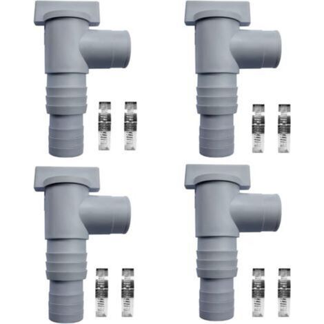Vanne d'entretien/d'arrêt pour Piscine avec Raccord De Tuyau De 32mm, Robinet D'arrêt avec 2 Colliers De Serrage, Double Split Tuyau Valve Plunger Accessoires De Piscine (Lot de 4)