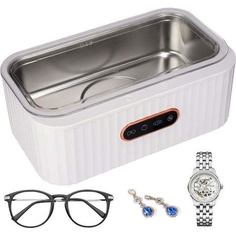 Nettoyeur Ultrasons, Nettoyeur Ultrasons Lunettes 45 kHz avec 4 Modes, 400ml Ultrasonic Cleaner, Acier Inoxydable Nettoyant Ultrason Bijoux pour Lunettes, bagues, Montres,Montres, Dentier (1/4)