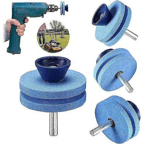set De 3 Affteurs Universels (bleu), Pour Lames De Tondeuse  Gazon, Pour Toutes Les Perceuses Lectriques Et Manuelles, Afftage Rotatif, Double Aff (1/4)