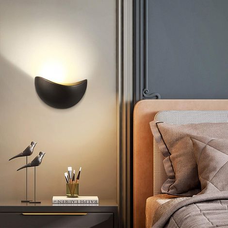 AUTRUCKER Applique murale semi-circulaire minimaliste et moderne, veilleuse pour salon/couloir, luminaire d'intérieur, noir, 3000K, 5W, 220V (1/5)