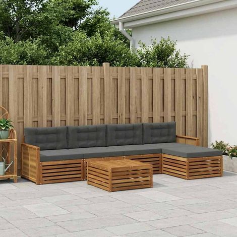vidaXL Outdoor-Sofagarnitur mit Kissen 6 pcs Natur und Anthrazit (1/5)