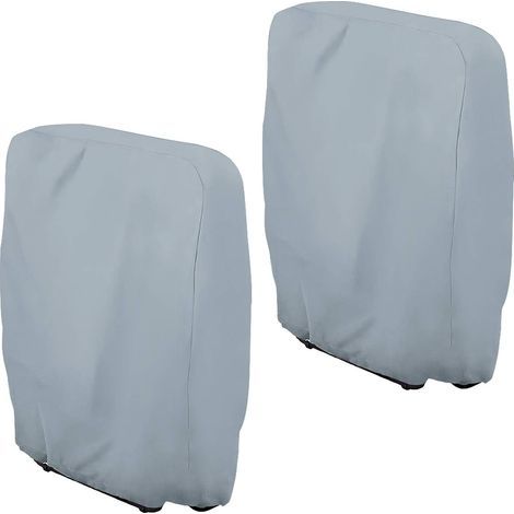 Funda para sillas plegables, funda protectora para sillas de jardín, cortavientos y anti-UV para tumbonas, lona, con bolsa de almacenamiento (juego de 2, gris) (1/4)