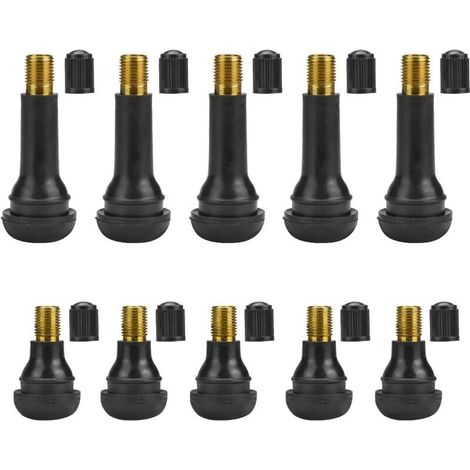 10 Stück Autoreifenventil Tubeless Auto Gummiventilkappe Reifenersatz Gummiventil Autoreifenventil Plug-in TR413E/TR41 Autoventil für Auto Schwarz (1/5)