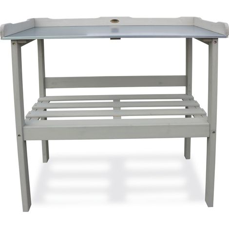 HABAU Pflanztisch mit Arbeitsplatte aus Metall und Ablagefläche, 78 x 38 x 85 cm