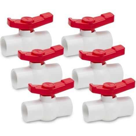 6 Pcs 40MM Robinet à bille en PVC, robinet d'arrêt d'eau de robinet, robinet à poignée à 90 degrés, raccords de tuyauterie (1/5)