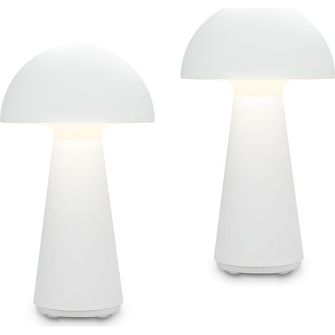 LED Akku-Tischleuchte Tischlampe für innen außen Garten USB IP44 weiß Pilz (1/5)