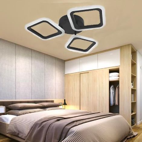 Lustre LED Pulsaris 40W 3 Carres Lumiere Gradable Noir (1/5)