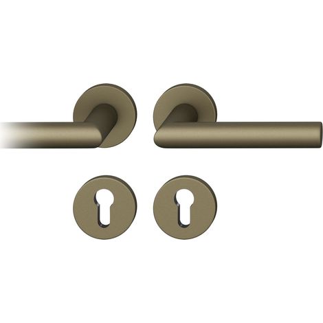 FSB Drückergarnitur 121076 ASL - Türgriffe mit Rosetten PZ, Alu mittelbronze farbig