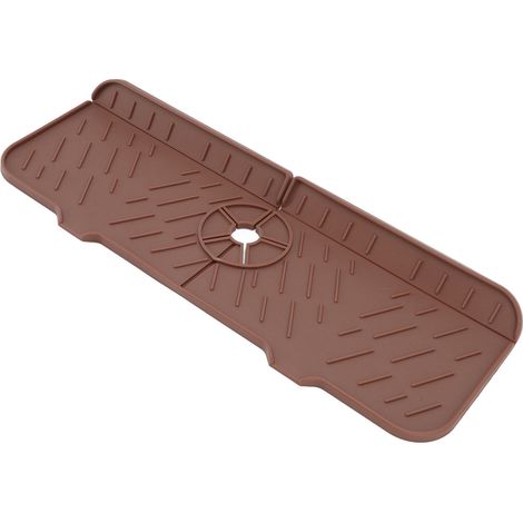 Tapis absorbant pour robinet, lavable et réutilisable en silicone, pour évier et comptoir, idéal pour la cuisine, la salle de bain et les camping-cars (marron). (1/5)