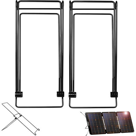 Lot de 2 Supports Panneau Solaire, Réglables et Pliables en Acier Inoxydable, Pas D'installation Fixe, Stable et Léger, Supports Universels en Acier Carbone pour Différents Panneaux Solaires (1/5)