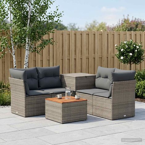 vidaXL Juego de Sofá 6 uds. Gris y Gris Oscuro 55 x 55 x 37 cm (1/5)