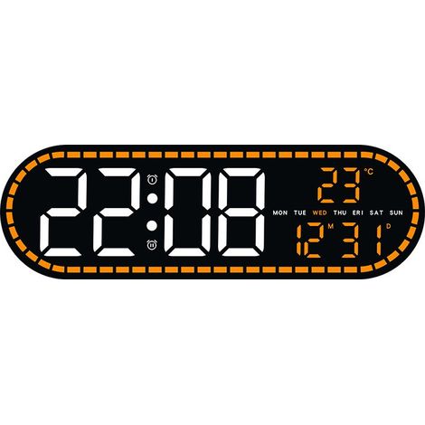 Horloge murale numérique LED avec calendrier, alarme, japonais et coréen, décoratif - Gh9009 coque noire orange lampe (1/5)