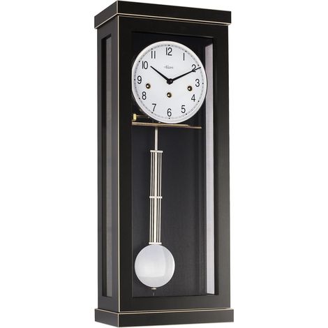 Horloge Murale en Bois et Verre Noir 57 x 22,5 x 13 cm (1/5)