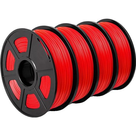 Filamento per stampante 3D, resistente, ecologico, PETG e PLA, PLAPLUS Rosso, 4 rotoli (1/2)