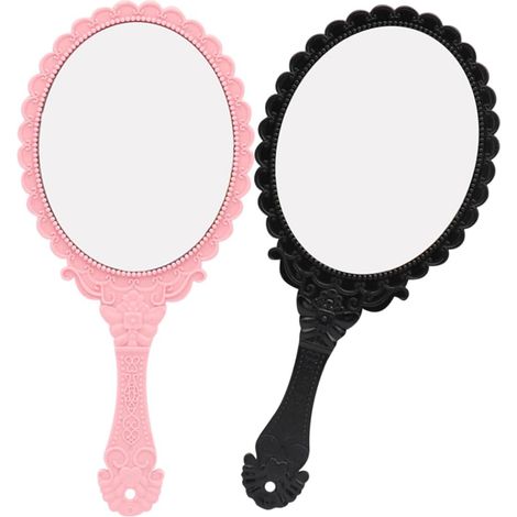 2pièces Miroir De Maquillage Portable Vintage Miroir à Main Rond Décoratif pour Usage Domestique Et Voyage