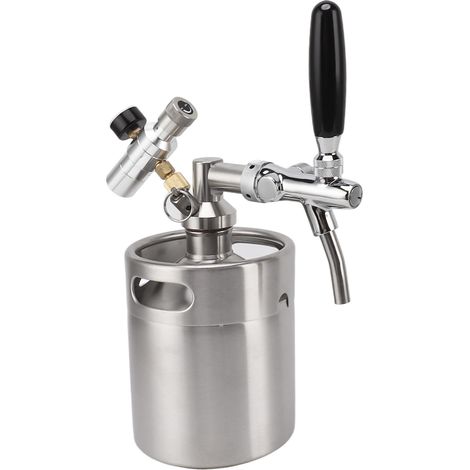 Mini-fût en acier inoxydable 2L, système de distribution de bière domestique à injection facile et réglable, manomètre 60PSI pour les amateurs de bière (1/5)