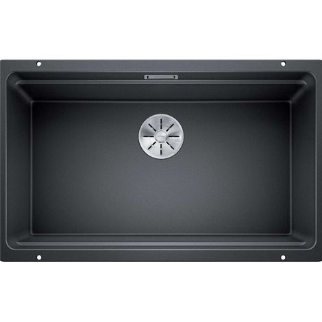 Blanco Unterbauspüle Etagon 700-U - Waschbecken Unterbau mit C-overflow und InFino Ablaufsystem, Granit schwarz