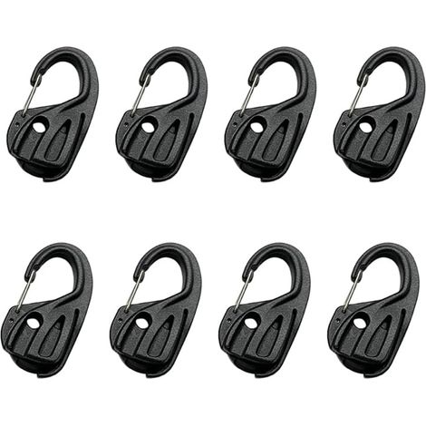 Lot de 8 tendeurs de corde en nylon réglables pour le camping Tendeur de corde en plastique robuste avec mousqueton Accessoires pour activités de plein air (1/5)