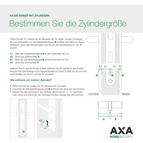 AXA Knaufzylinderschloss - 30/30 mm - Komfortsicherheit - vernickelter Sicherheitszylinder - inkl. 3 (wendbarer) Schlüssel (1/4)